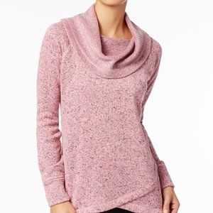 Ideology Cowl-Neck Cross-Over Hem Top Sea Pink